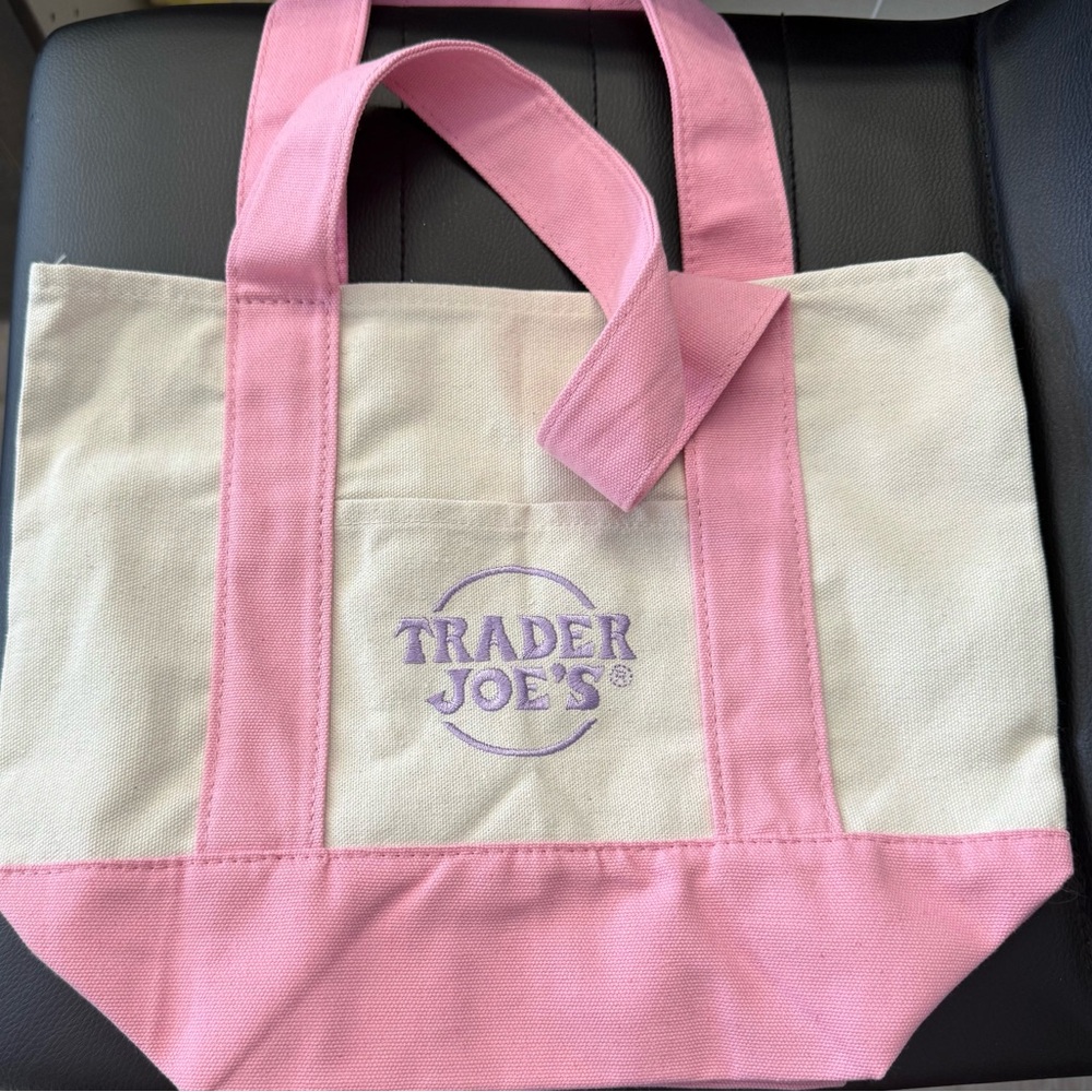 Trader Joe's Limited Edition Pink and Cream Tote Bag